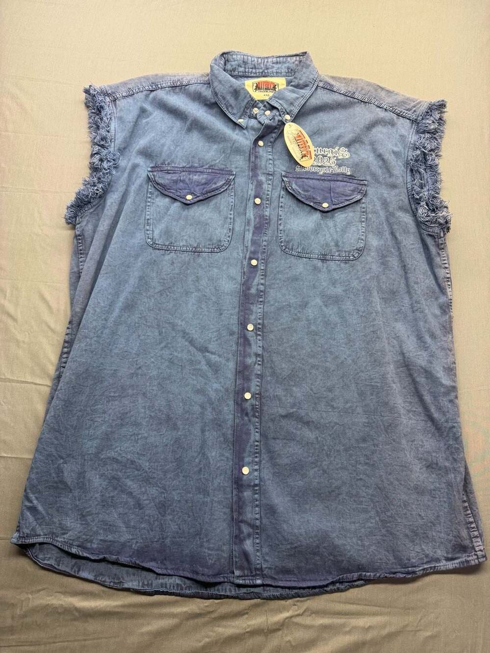 Maverick Trading Post Sturgis 2025 Motorcycle Rally Denim Sleeveless Cut-off